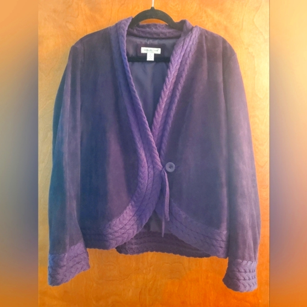 Coldwater Creek rich purple suede knit jacket. XL